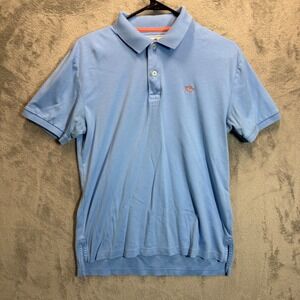 Southern Tide Polo Shirt Light Blue‎ Fish Logo Short Sleeve Mens Size S